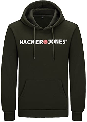 DAFENP Sudaderas Hombres con Capucha Forrado Caliente Sudadera Deportivo Invierno Hoodie Manga Larga Cordón con Bolsillo WY71055M-ArmyGreen-XL