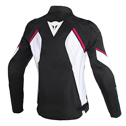 Dainese 2735190_T76 Chaqueta Moto, Multicolor(Negro/Blanco/Rosa), 42 EU