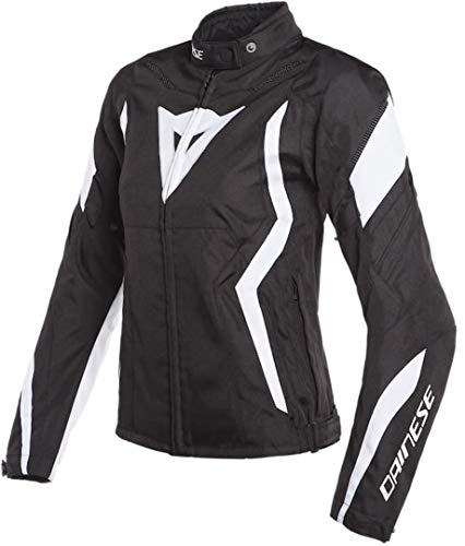 Dainese Edge Tex Chaqueta de moto para mujer, color negro/blanco, talla 46