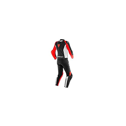 Dainese Mistel - Traje de piel para motocicleta, 2 piezas, color negro y rojo, talla 46