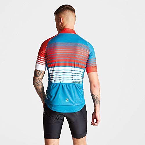 Dare 2b Aep Clarify - Maillot de Ciclismo para Hombre, ergonómico, Ligero, de Secado rápido, Reflectante, Hombre, Color Ocean Depths/Fiery Red, tamaño Small