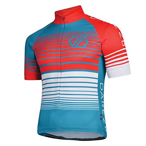 Dare 2b Aep Clarify - Maillot de Ciclismo para Hombre, ergonómico, Ligero, de Secado rápido, Reflectante, Hombre, Color Ocean Depths/Fiery Red, tamaño Small