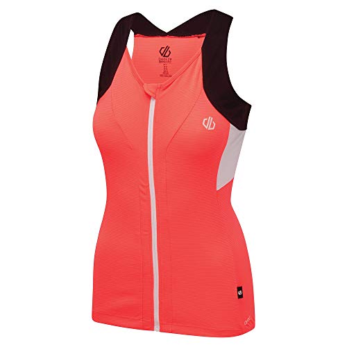 Dare2B Regale-Maillot Sin Mangas, Confeccionado En Tejido Ligero De Secado Rápido T-Shirts/Polos/Vests, Mujer, Fiery Coral/Black, 10