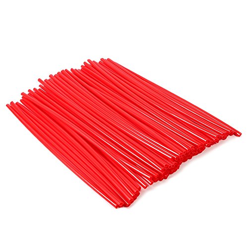 DEWIN Habló Cubiertas,Universal del Motocrós Lamer Rayo de la Rueda de la Cubierta en el Terreno de la Motocicleta Skins Wraps Kit 72 Pcs (Color : Red)