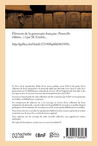 Éléments de la grammaire française Nouvelle édition (Langues)