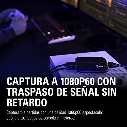 Elgato HD60 S, capturadora externa, streaming y grabación a 1080p60 con latencia ultrabaja en PS5, PS4/Pro, Xbox Series X/S, Xbox One X/S, en OBS, Twitch, YouTube, funciona con PC y Mac