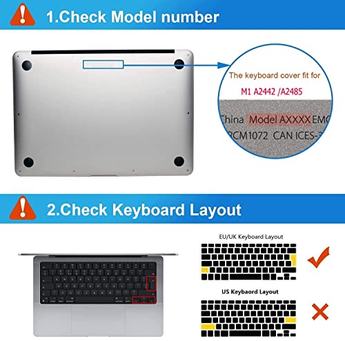 EooCoo Cubierta del Teclado Compatible para 2021 Nuevo M1 Macbook Pro 14 Pulgadas A2442 y M1 Macbook Pro 16 Pulgadas A2485 con Touch ID,QWERTY Español Diseño - TPU Claro