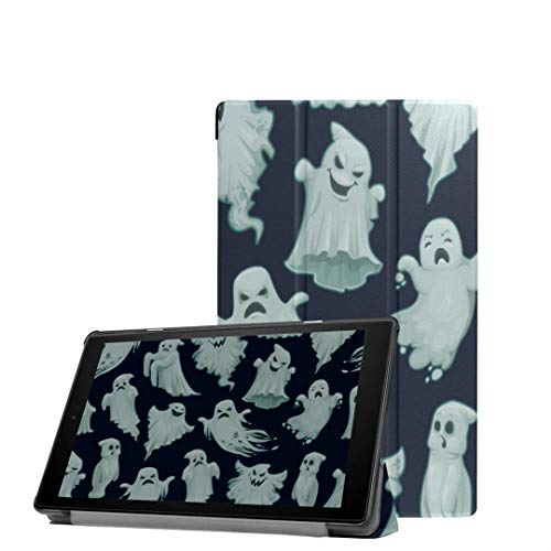 Estuche para HD Fire 8 Happy Halloween Spirit Ghost Estuche para HD Fire 8 (Lanzamiento 2018 2017 2016, 8a / 7a / 6ta generación) con Auto Wake/Sleep