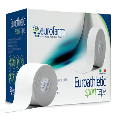 Euroathletic Sport Tape (cm 3,8 x m 10) Cinta para Sujeción Rígida, Vendaje Funcional y Deportivo, 100% Viscosa con Adhesivo Hipoalergénico de Oxido de Zinc