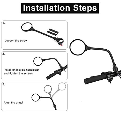 EXLECO 2x Espejo de Bicicleta Retrovisores 360° Ajustable Redondo Universal Espejo Retrovisores de Bicicleta para Bicicleta, Motocicleta, Bicicleta de montaña