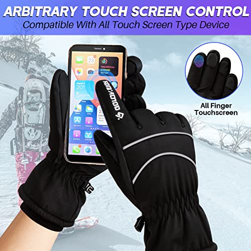 Faneam Guantes Térmicos para Invierno, Impermeables y a Prueba de Viento Guantes de Esquí Pantalla Táctil Guantes de Nieve Hombres Mujeres Guantes Cálidos Antideslizantes para Snowboard Senderismo (L)