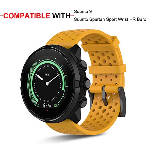 Ficocean Correa de Reloj Compatible para Suunto 9, Pulsera de Silicona Brazalete de Repuesto Banda de Deportes Correa de Muñeca para Suunto 9 /Suunto Spartan Sport Wrist HR Baro (Naranja, L)