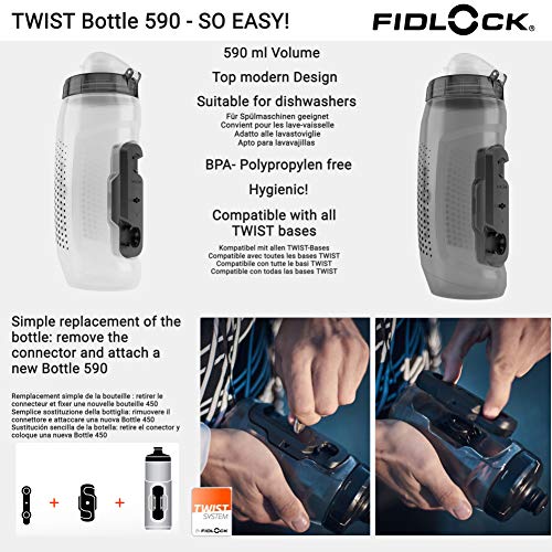 Fidlock Bottle 590 y Bike Base Portabidón magnético para Bicicleta portabidon Bicicleta Porta Botellas para Bicicleta Porta bidones para Bici MTB portabidon Bicicleta MTB