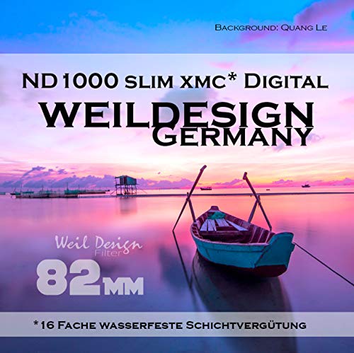 Filtro gris ND 1000 Slim XMC Digital Weil Design Germany * 10 niveles de diafragma * rosca frontal * 16 compartimentos XMC * Incluye caja de filtro (filtro gris ND 82 mm)