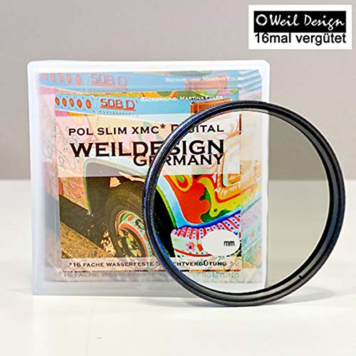 Filtro polarizador circular Slim XMC Digital Weil Design Germany SYOOP de 77 mm, colores más fuertes, con rosca frontal, 16 compartimentos XMC, incluye caja de filtro, circular (filtro POLO de 77 mm)