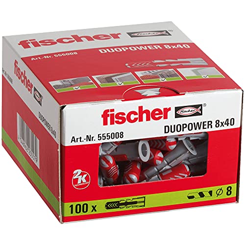 fischer - Tacos pared 8x40 DuoPower para hormigón, Caja 100 uds