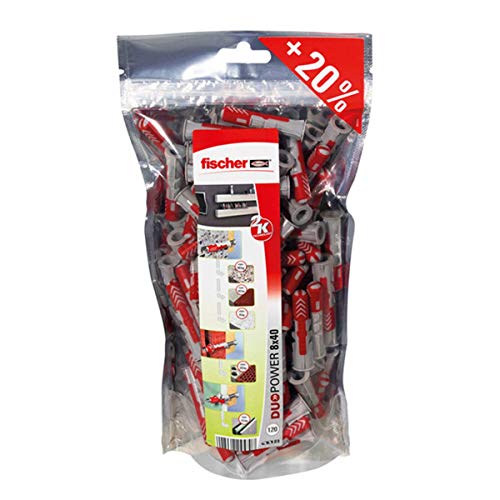 fischer - Tacos pared 8x40 DuoPower para hormigón, Pack 120 uds