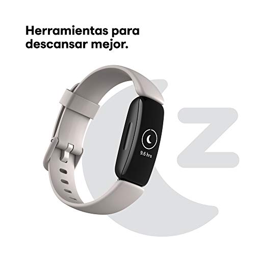 Fitbit Inspire 2 - Pulsera de salud y actividad física con ritmo cardiaco continuo, 1 año del servicio Fitbit Premium incluido y 10 días de batería, Blanco Marfil