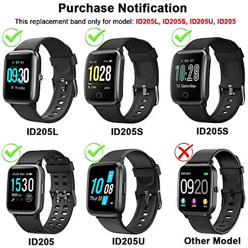 Flenco Correa para Reloj Inteligente ID205 ID205L ID205S ID205U ID20G Smartwatch Pulsera de Repuesto para Hombre Mujer Pulsera de Actividad Monitor de Sueño Contador de Caloría Pulsómetros Podómetro