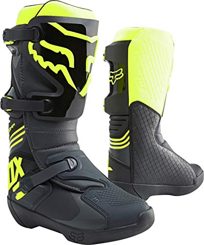 Fox Racing, Comp Boot Hombre, negro y amarillo, 12 UK