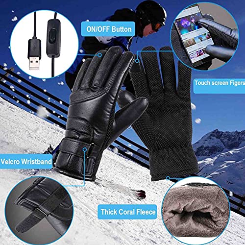 FYLZW Guantes Térmicos a Batería, Guantes De Mano Cálidos para Invierno, para Mujeres, Hombres, Senderismo, Patinaje, Esquí, Snowboard, Ciclismo Y Caminar