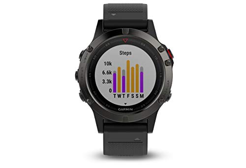 Garmin Fenix 5- Reloj Multideporte, con GPS y medidor de frecuencia Cardiaca, Lente de Cristal y Bisel de Acero Inoxidable, 47 mm, Cinta Negra (Reacondicionado)