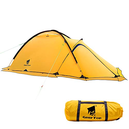 GEERTOP® Alpinismo Tienda de Campaña Impermeable Ultra Ligera - UV Resistente - 4 Estaciones 2 Personas 120 x 210 x 100 cm - para Acampar Excursionismo y Turismo (Amarillo)