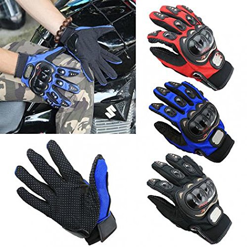 geshiglobal Motocross Racing Pro-Biker - Guantes de Dedo Completo para Motocicleta (Talla M/L/XL), Azul, Large