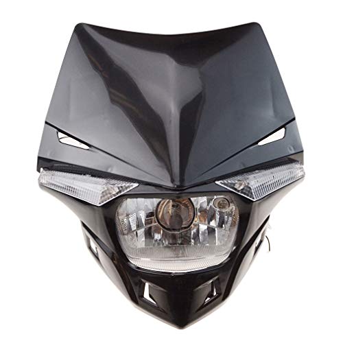 GOOFIT 12v 35w Faro Delantero Moto H4 LáMpara HalóGena De Luz Principal Led De Luz Lateral Universal Motocross Reemplazo Para Bicicleta Cafe Racer Atv Negro