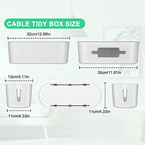 Gozlu Caja Organizadora de Cables, Organizador para Regletas de Enchufes y Recoge Cable, Solución de Gestión de Cables Sencilla, Gris Claro