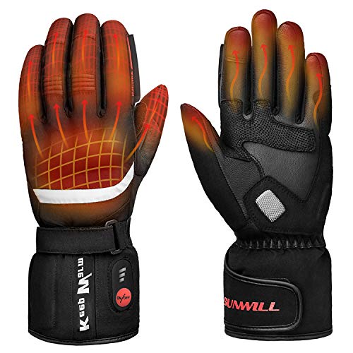 Guantes Calefactables Moto, Guantes de Invierno para Hombres y Mujeres Impermeables en Activadas al Aire Libre Esquí Motociclismo Pesca Senderismo Caza Prevenir Artritis Enfermedad de Raynaud M