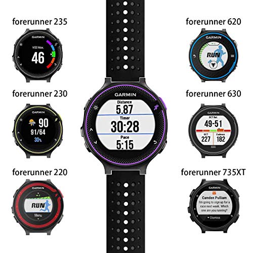 GVangel Correa Compatible con Garmin Forerunner 235, Correa de Repuesto de Silicona Suave para Reloj Inteligente 220/230/235/620/630/735XT/235 Lite para Mujeres y Hombres (Púrpura-Rosado)