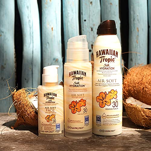 HAWAIIAN Tropic Silk Hydration Air Soft Face Spf 30 - Loción Solar Protectora para el Rostro, Crema Hidratante Facial con Protección, Blanco, Fresh, 50 Mililitros