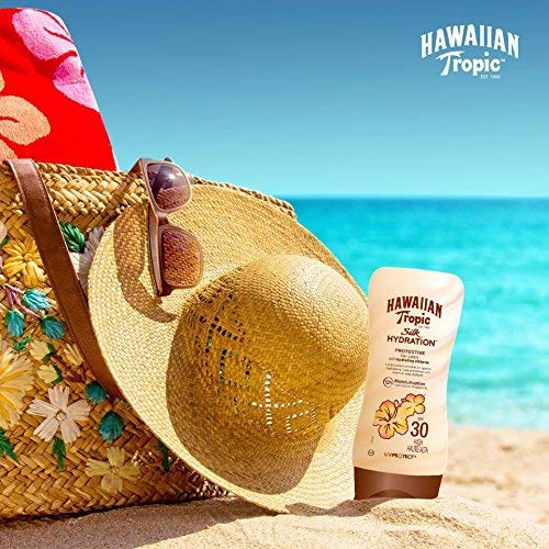 Hawaiian Tropic Silk Hydration Protective - Pack 3 Loción Solar Protectora SPF 30 con cintas de seda hidratantes y resistente al agua, formato 180 ml.