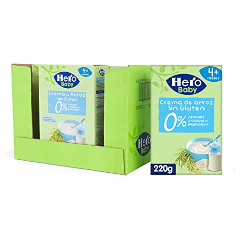 Hero Baby Papilla de Crema de Arroz - Para Bebés a Partir de los 4 Meses - Pack de 6 x 220 g