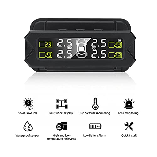 Herramientas de control de presión de los neumáticos Coche TPMS Sistema de monitoreo de presión de los neumáticos Guardar combustible Automóvil Alarma de energía solar Temperatura de advertencia Neumá