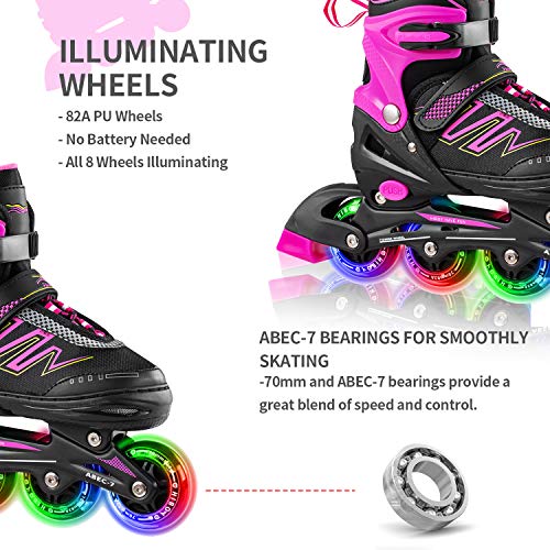 Hiboy Patines en línea Ajustables con Todas Las Ruedas iluminadas, Patines para Exteriores e Interiores, para niños, niñas y Principiantes