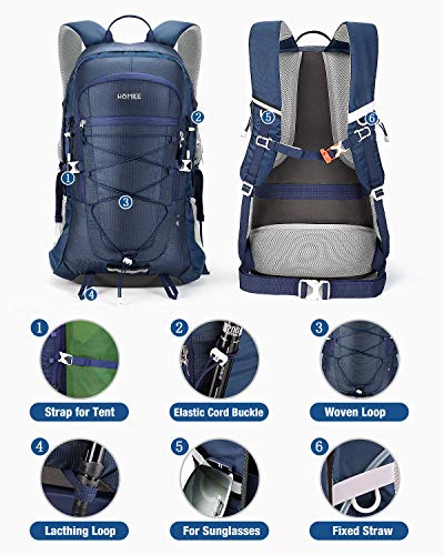 HOMIEE Mochila de Senderismo de 45L, Bolsa de Nylon para Caminatas con Bolsillo para computadora portátil, Adecuada para Caminatas, excursiones, Deportes al Aire Libre, Estilo único Impermeable(azul)