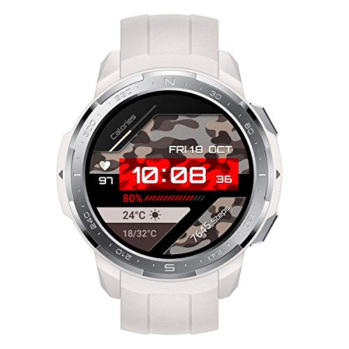 HONOR Watch GS Pro - GPS Multideporte Smartwatch con Cuerpo Resistente y Resistente, 48mm, 25-Día Batería duración, AMOLED de 1,39 Pulgadas, frecuencia cardíaca, IP68 para Hombre Mujer, Marga Blanco