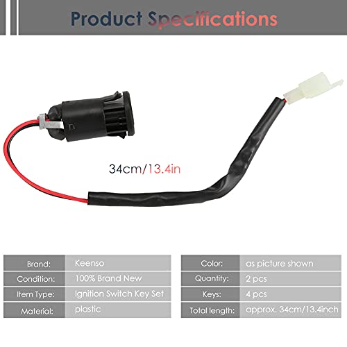 Interruptor de Encendido con 2 Llaves, Cerradura ON/OFF para Bicicleta Eléctricas, Patinetes Eléctricos