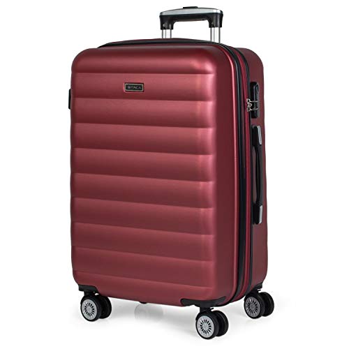 ITACA - Maleta de Viaje rígida 4 Ruedas Mediana Trolley 65 cm de ABS. Dura Extensible Cómoda Práctica y Ligera. Calidad Marca y Precio. Estudiante y Profesional. 71260, Color Granate