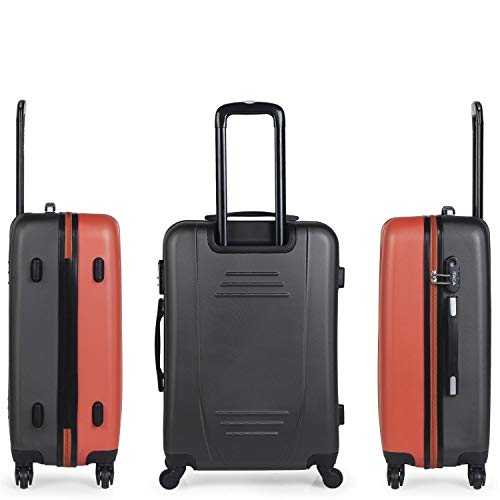 ITACA - Maleta de Viaje Rígida 4 Ruedas Trolley 65 cm Mediana de ABS. Práctica Cómoda y Ligera. Calidad Marca y Confianza. Estudiantes y Profesionales. 71160, Color Coral-Antracita