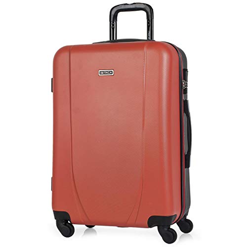 ITACA - Maleta de Viaje Rígida 4 Ruedas Trolley 65 cm Mediana de ABS. Práctica Cómoda y Ligera. Calidad Marca y Confianza. Estudiantes y Profesionales. 71160, Color Coral-Antracita