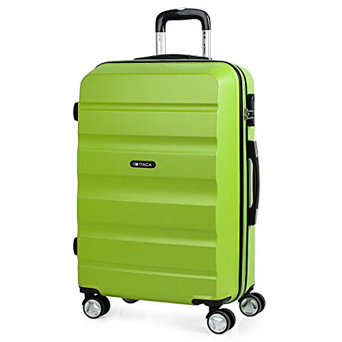 ITACA - Maleta de Viaje rígida 4 Ruedas Trolley 67 cm Mediana de abs Lisa. Dura y Ligera. candado Bonito diseño. Estudiante y Profesional. t71660, Color Pistacho