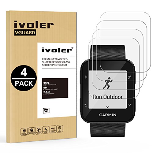 ivoler [4 Piezas] Protector de Pantalla para Garmin Forerunner 35 / Garmin Forerunner 30, Cristal Vidrio Templado Premium para Garmin Forerunner 35 / Forerunner 30