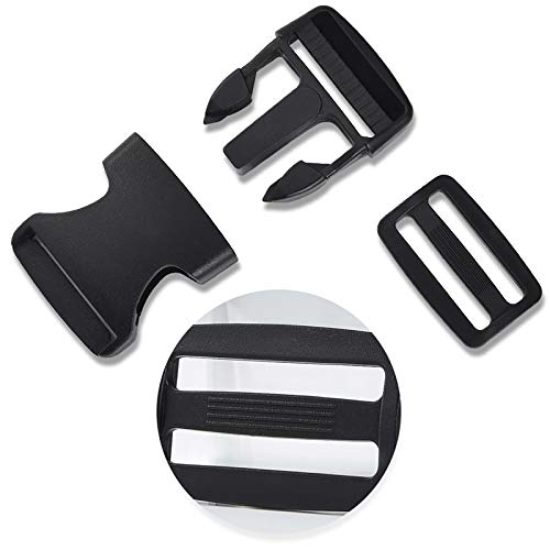 Jalan 24 Piezas 38mm Hebilla de plástico de liberación Lateral con Tri-Glide para Correas de Equipaje, Collar para Mascotas, reparación de Mochilas, Correas, Carpa