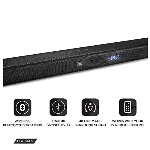 JBL BAR 3.1 Surround, Barra de Sonido 3.1 Ultra HD 4k con Subwoofer inalámbrico para tv y pc, una experiencia de inmersión de sonido, color negro