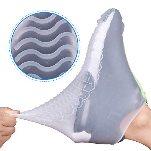 JUDA Cubierta del Zapato Impermeable, Funda de Silicona para Zapatos con Suela Antideslizante, Lavable Cubierta del Zapato Reutilizable Para Días de Lluvia y Nieve (XL (43-47), Transparente)