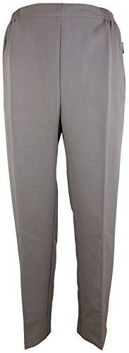 K-Milano Pantalones de mujer con cintura elástica, muy adecuados para personas mayores, pantalones de abuela, pantalones de slip, bolsillos seguros con cremallera y pliegues de planchado., gris, 46-48