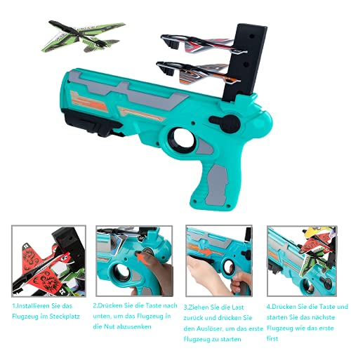 Katapult - Avión de juguete, modelo de espuma, con 4 unidades, para niños de 5, 6, 7, 8, 9, 10 años, color azul